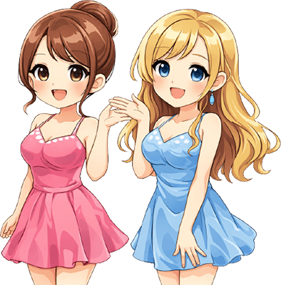 案内する2人の女の子