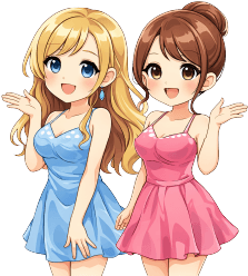 案内する2名の女の子