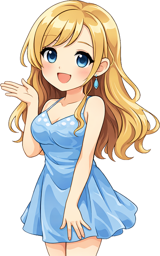 笑顔を向ける水色のドレスを着た女の子